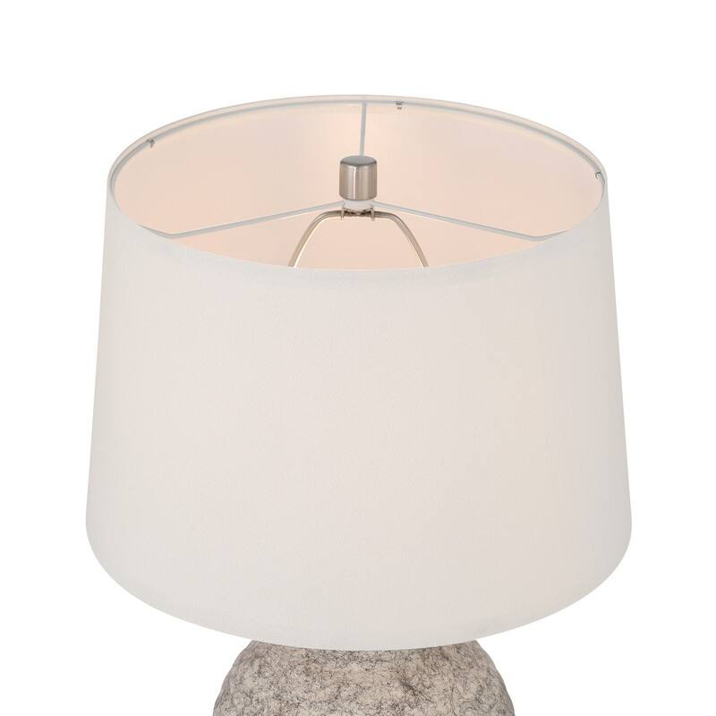 Acroma Textured Ceramic Table Lamp with White Linen Shade