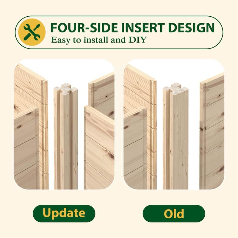 VEIKOUS Natural Wood Raised Garden Bed, Outdoor Planter Box for Vegetables, Flowers, Herbs, Natural Brown