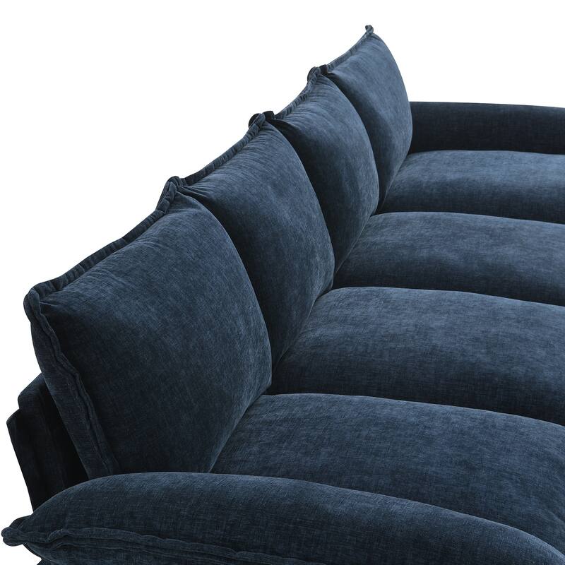 Chenille Upholstered Sectional Sofa with Chaise and Storage Pockets, 5 Seat Lounge Cloud Couch L-shaped Recliner Couches