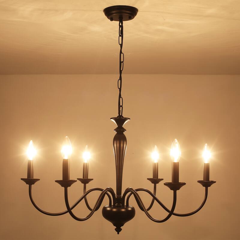 6-Light 27.95-inch Industrial Candle Chandelier Light for Bedroom Foyer