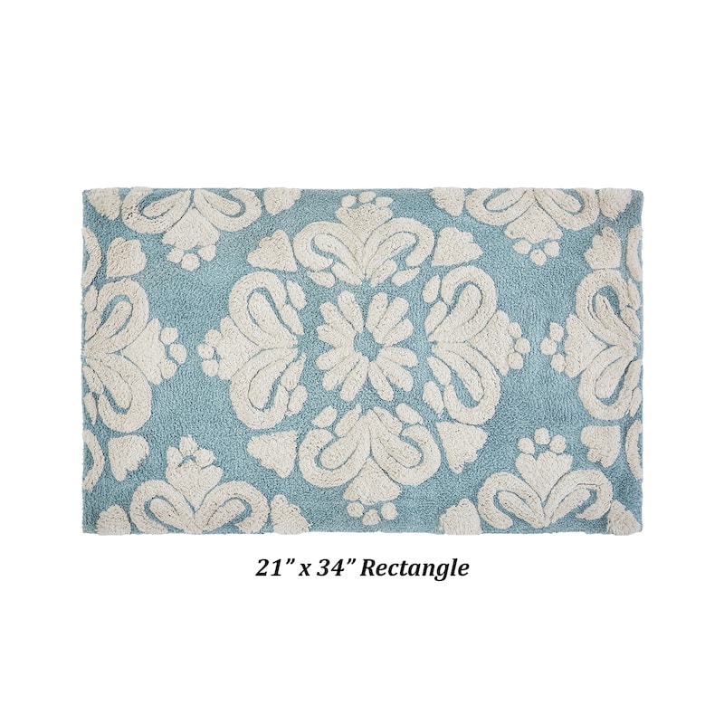 Better Trends 100% Cotton Soft & Super Absorbent Bathroom Rugs - Medallion Collection Non-Skid Latex Machine Washable Bath Mats