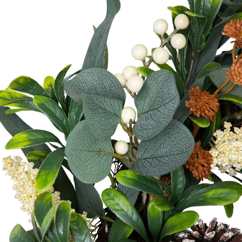 Gourds and Pinecones Artificial Fall Harvest Wreath - 24"