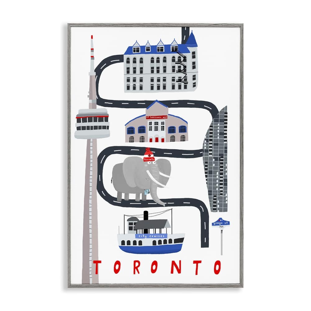 Stupell Toronto Whimsical Travel City Framed Giclee Art Design By Carla Daly