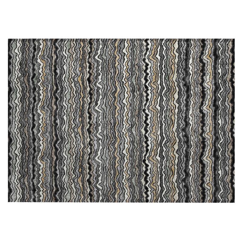 Machine Washable Indoor/ Outdoor Ziggy Stripe Chantille Rug