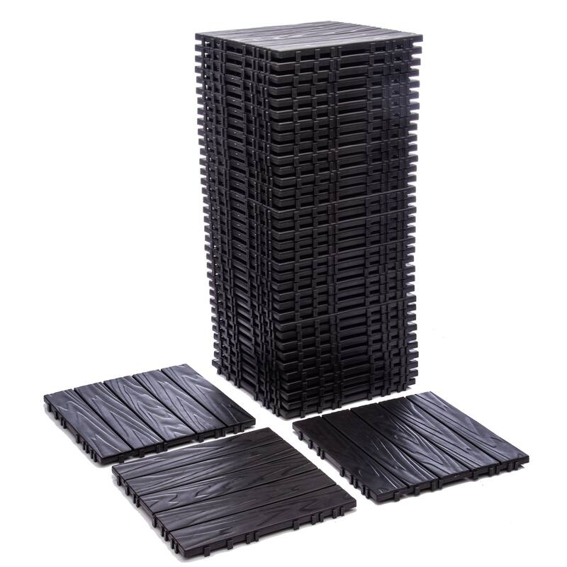 76-Pack Interlocking Deck Tiles, 11.42"x11.42", 68.8 Sq.Ft, Wood Grain Plastic Flooring for Outdoor