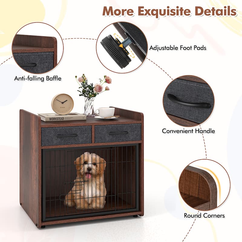 Gymax Industrial Dog Crate Indoor Doge Kennel w/Wide Countertop 2