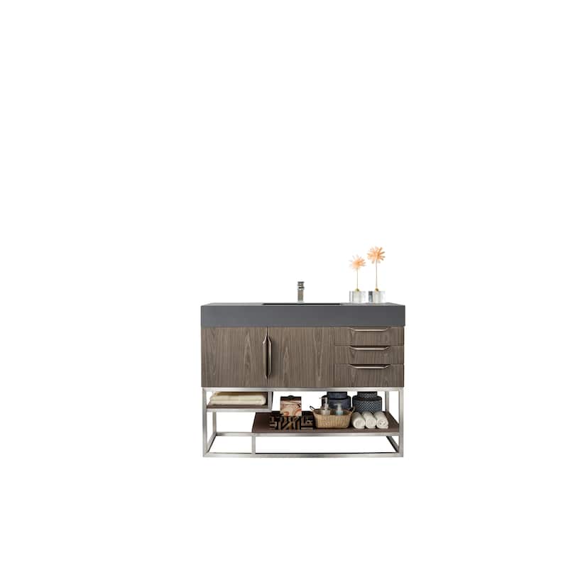 James Martin Vanities Columbia 48" Single Vanity, Ash Gray with Brushed Nickel Hardware