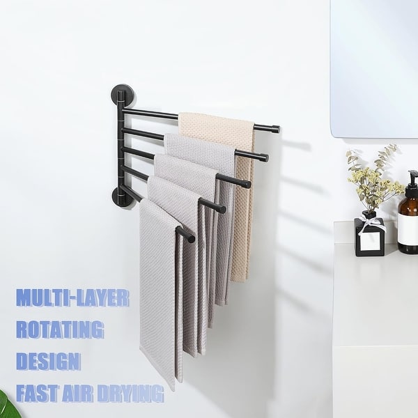 Black Towel Rail Wall Mounted Sus304 Stainless Steel Towel Rack Shelves Towel Holder With Double Towel Bars