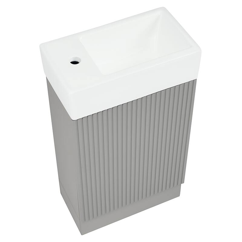 Roomfitters 18.6" Bathroom Vanity with Sink Cabinet with Two-Tier Shelf Left or Right Setup Slim Fit Design