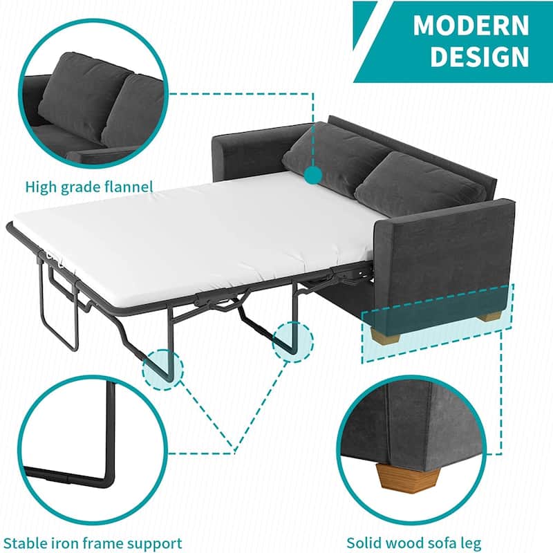 Mixoy Modern Pull Out Sofa Bed,Velvet Sleeper Loveseat Couch Bed
