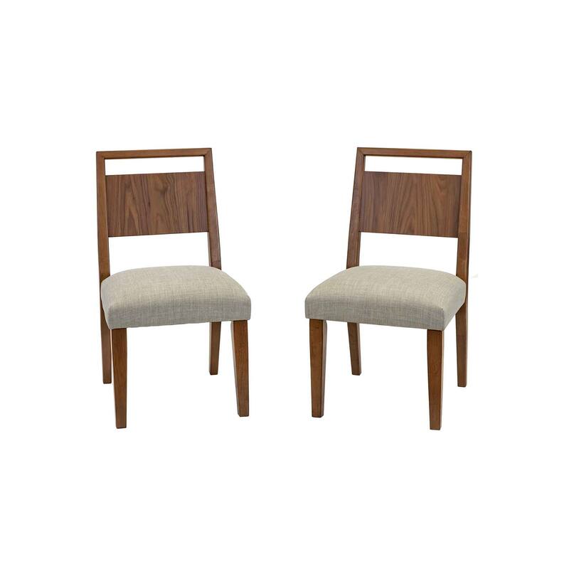 Two Wood Mid-Century Modern Kitchen Table Chairs, Brown