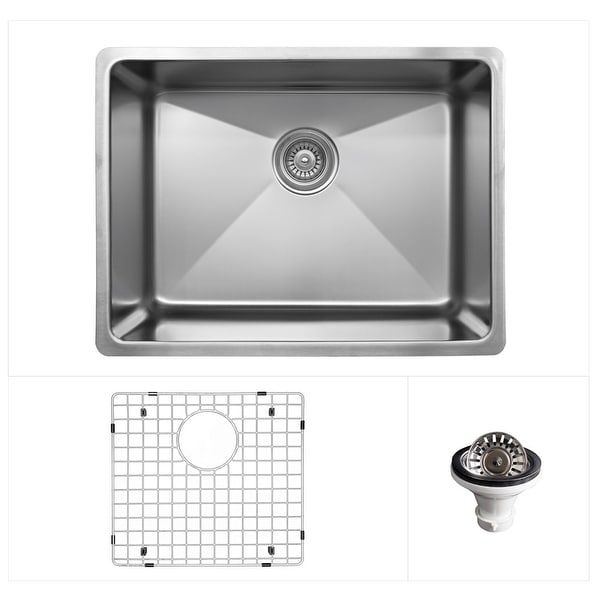 Karran 23" Undermount Single Bowl Stainless Steel Kitchen Sink. Opens flyout.