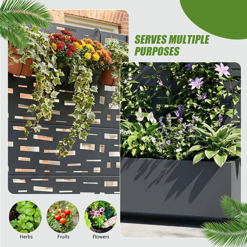 Raised Garden Bed Planter with Trellis Movable Planter Box with Lockable Wheels