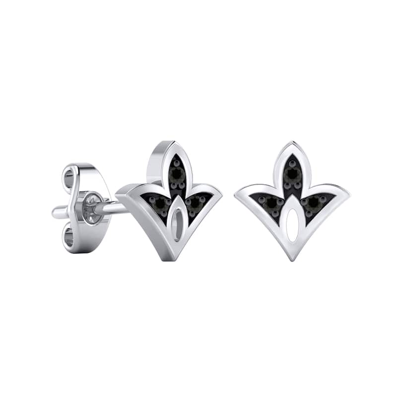 Auriya 0.04ctw Floret Micro-Pave Accent Black Diamond Earrings 14k Gold - White