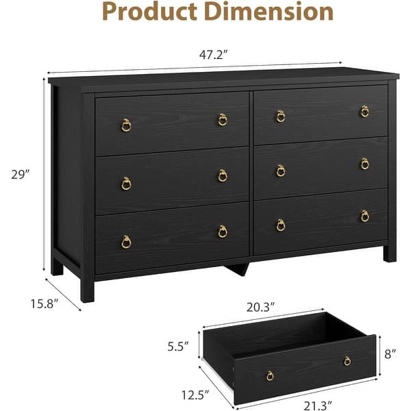 dimension image slide 0 of 4, Rattan Dresser Storage Cabinet for Bedroom Living Room, Black