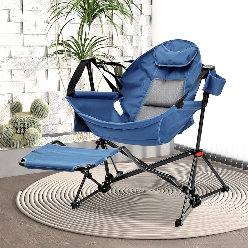 Hammock Camping Chair with Footrest, Outside Foldable Portable Rocking Chairs