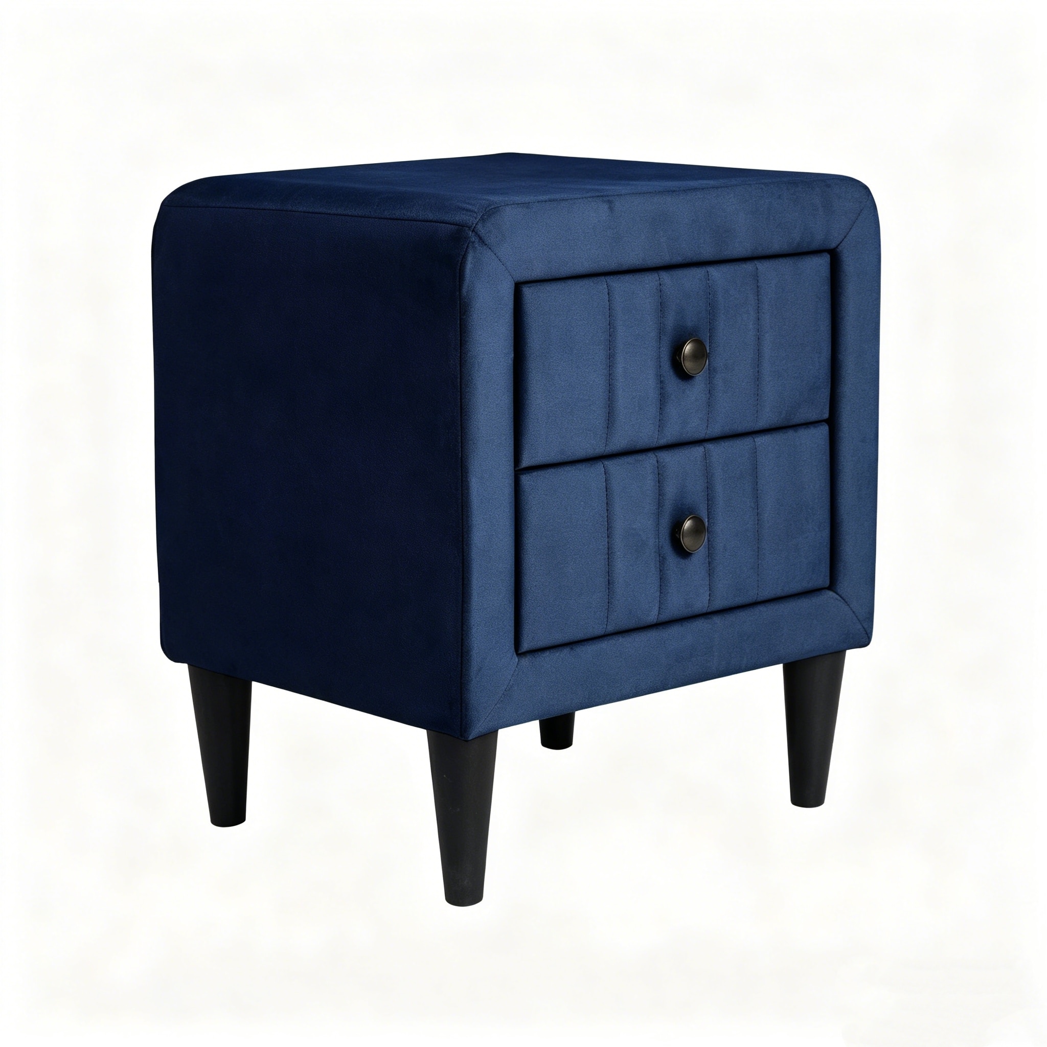 Velvet Upholstered Nightstand with 2 Drawers, Modern Bedside Table with Storage, Elegant Accent End Table, 20 Inch