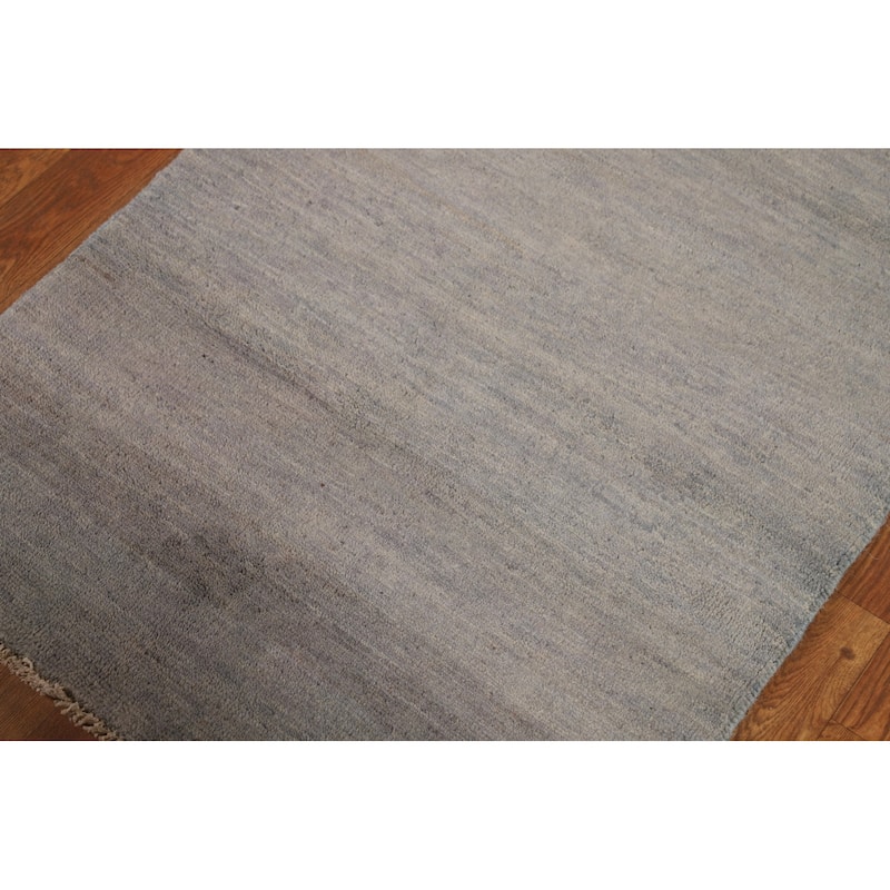 Hand Knotted Oriental 100% Wool Carpet Modern Modern Greys & Charcoal Gabbeh Area Rug - 4' 0'' X 2' 7''