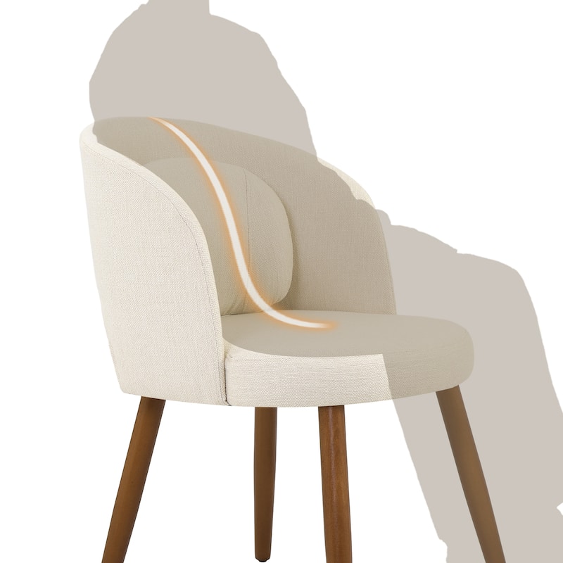 Linen Dining Chairs Set of 2/4/6 with Solid Wood Legs, Modern Kitchen Chairs with Lumbar Pillow for Dining Room Beige
