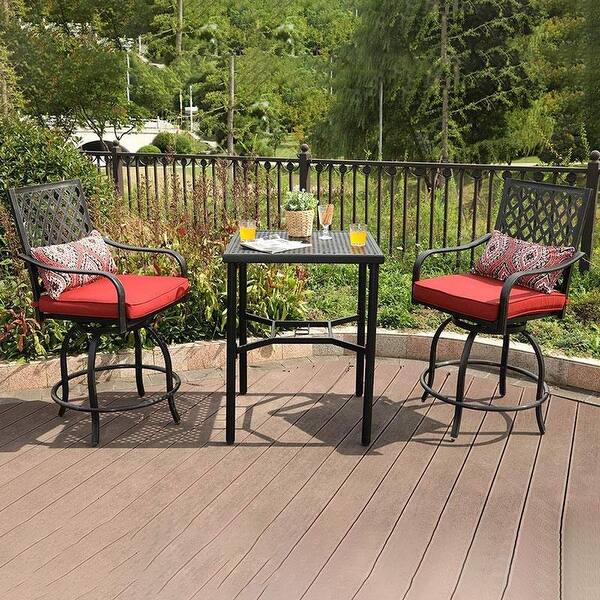 Phi Villa Outdoor Swivel Bar Stools Bar Height Patio Chairs All Weather Metal Frame With Cushion Overstock 31978237