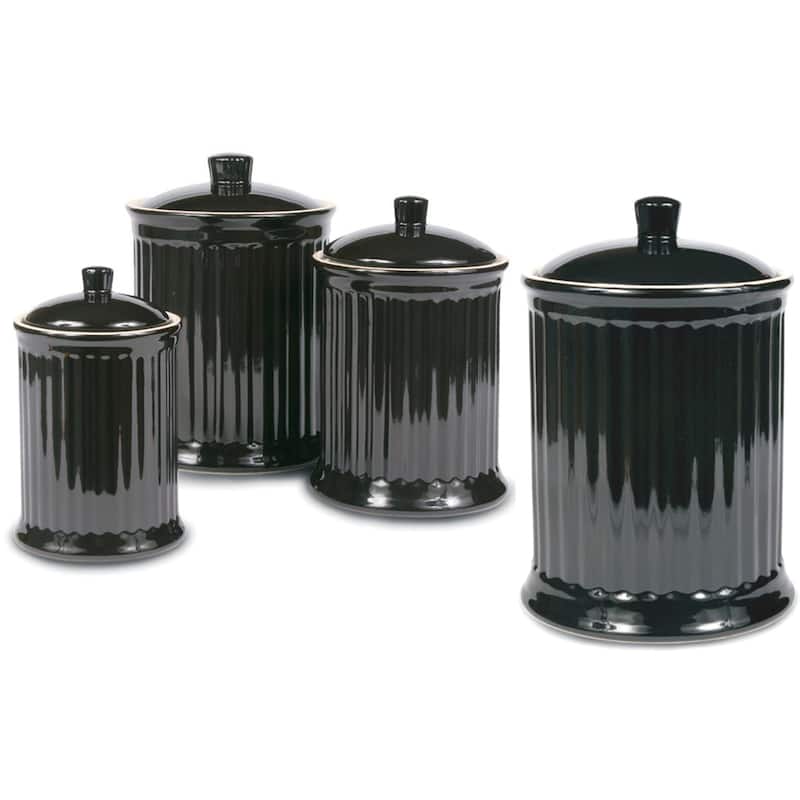 Omniware Simsbury 4 Piece Canister Set - 7" D x 12" H - Black