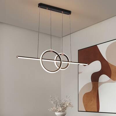 Modern LED Hanging Chandelier 3 Colors Dimmable with Remote - 39.3inch