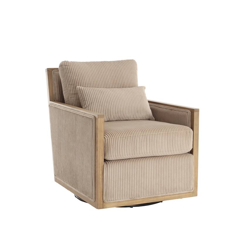Camel 26.77" Swivel Barrel Chair with Hardwood Frame