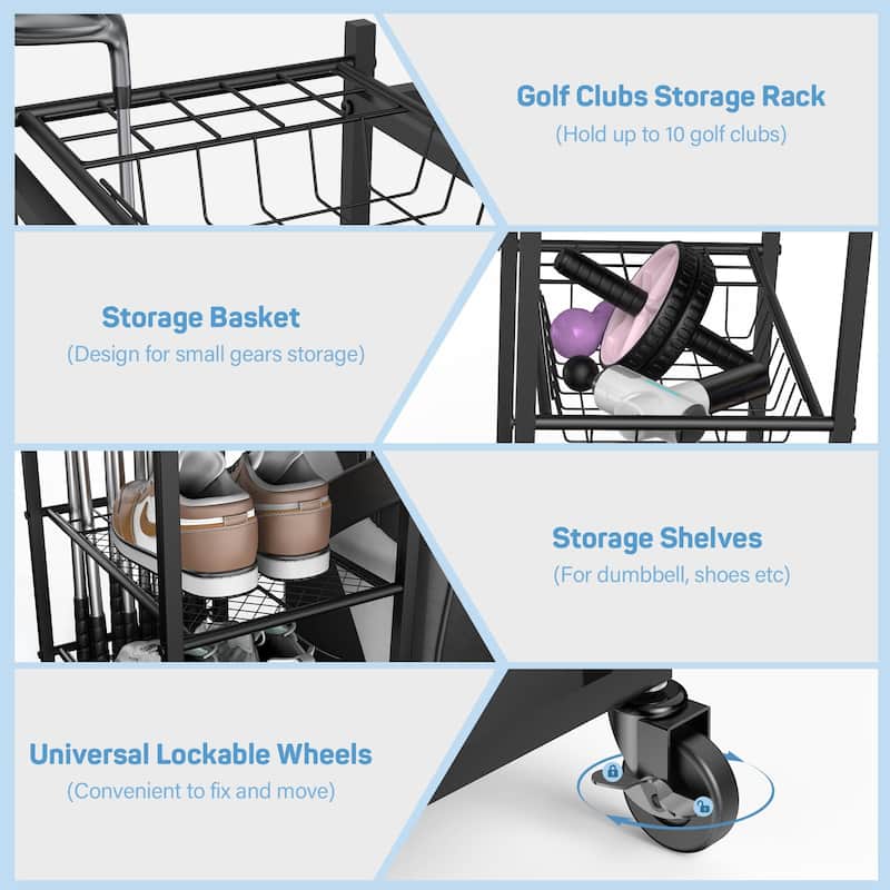 Home Gym Storage Rack for Dumbbells and Equipment - 36.6"D x 15.4"W x 37"H