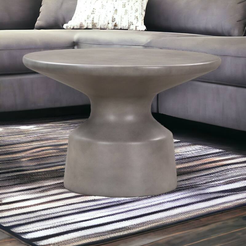 HomeRoots 24" Gray Concrete Round Coffee Table - 24' X '16' X '24 - Gray
