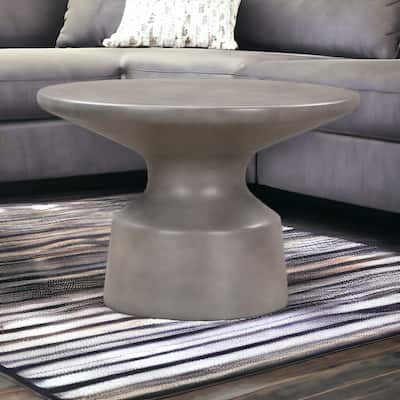 HomeRoots 24" Gray Concrete Round Coffee Table - 24' X '16' X '24