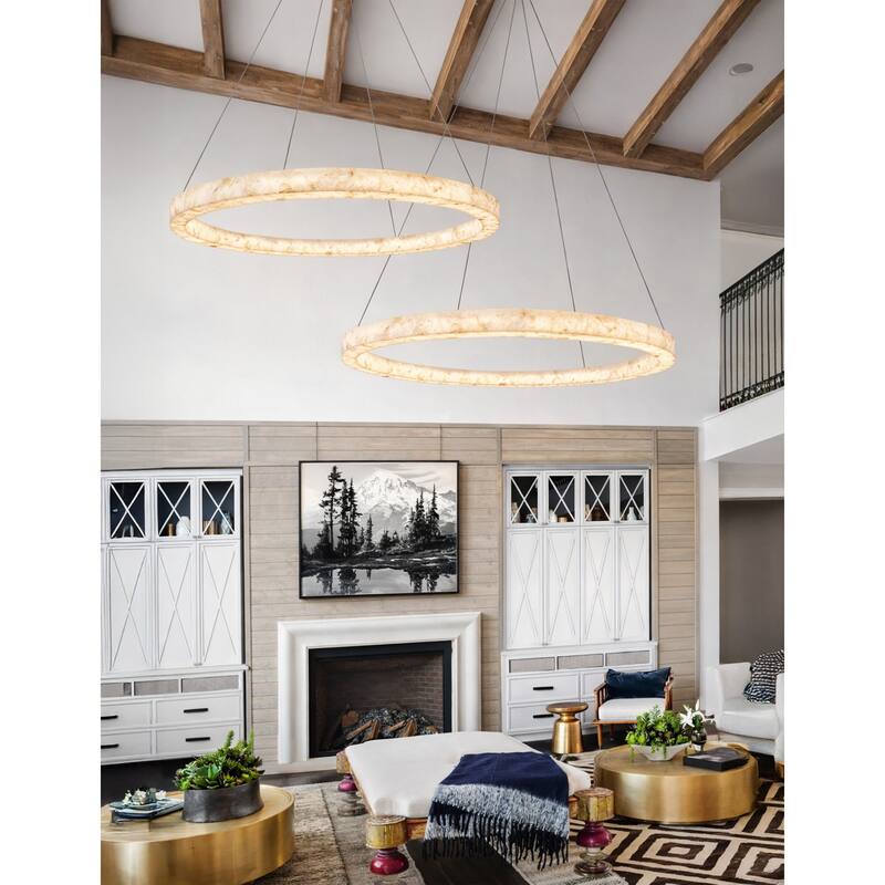 Justice Design EVOLV LumenAria - Medley LED Alabaster Rocks Ring Pendant Light