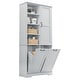 preview thumbnail 32 of 75, GDFStudio - Elijah Tall Bathroom Cabinet with Tilt-Out Laundry Hampers and Adjustable Shelves