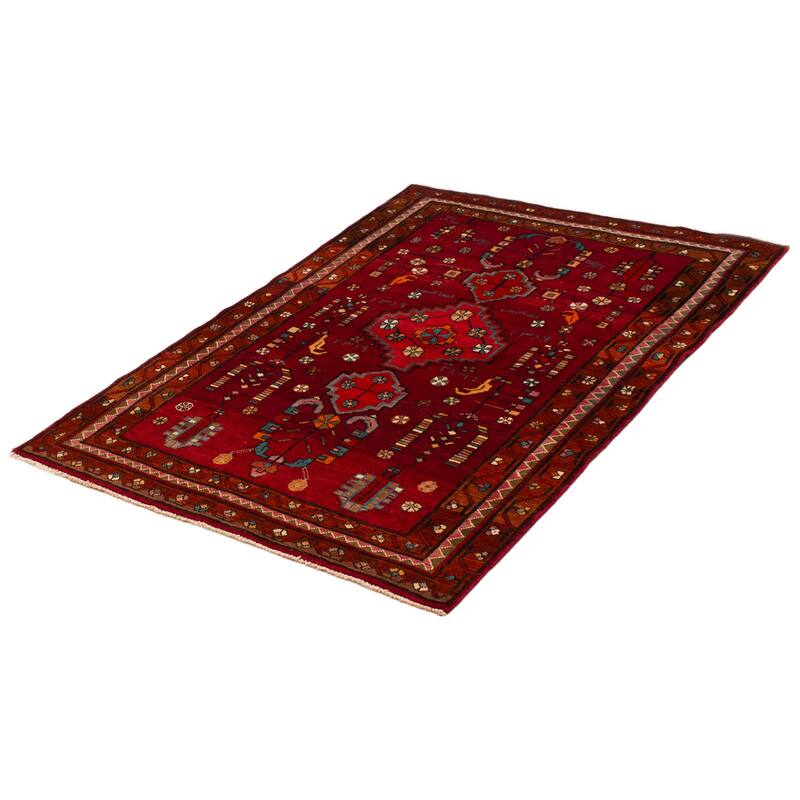 ECARPETGALLERY Hand-knotted Andelz Dark Red Wool Rug - 4'10 x 6'8