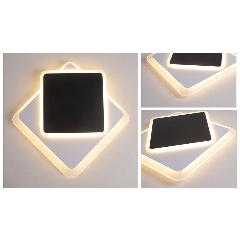24.4" Modern Rectangle Shape Black and White Flush Mount LED Ceiling Light