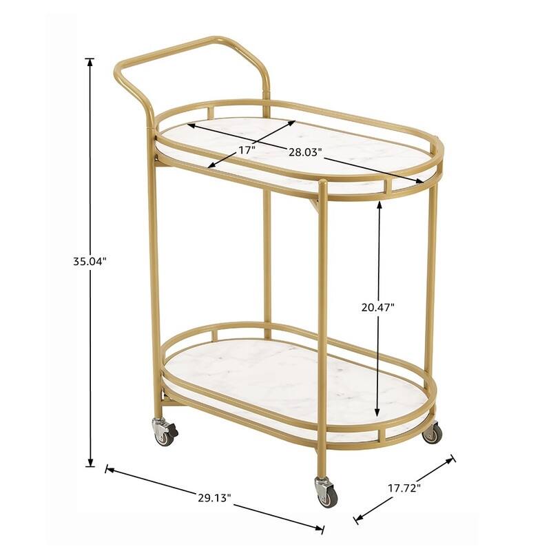 ROSEN GARDEN Metal Round Rolling Bar Cart