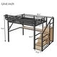 preview thumbnail 5 of 56, High Loft Bed Metal Bed Frame with Stairs Built-in Shelves and Wardrobe, Side Grid Rack, Light, Charging Station and Desk