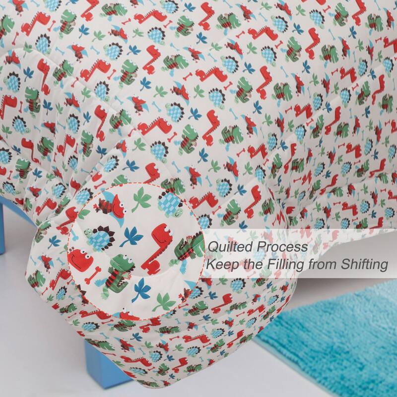 Full Multicolor 5 Piece Microfiber Fabric Comforter Set Dino Series