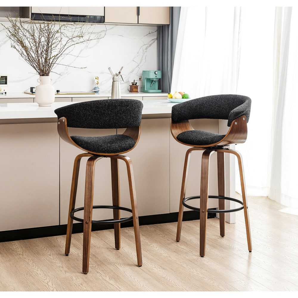 Glitzhome Set of 2 or 4 Modern Counter & Bar Height Wooden Swivel Bar Stools