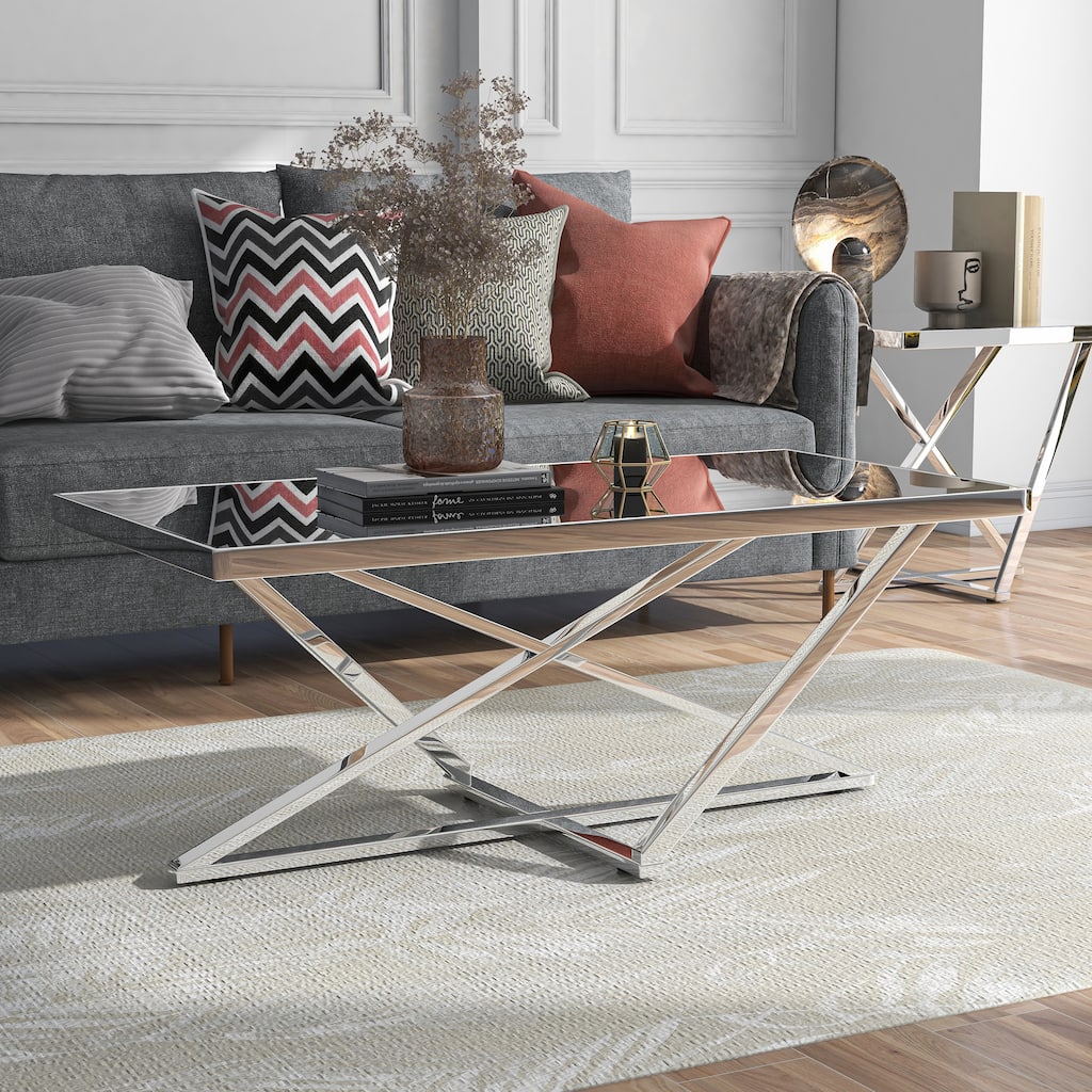 Marchat Glam Chrome 47-inch Mirror Top Coffee Table by Furniture of America
