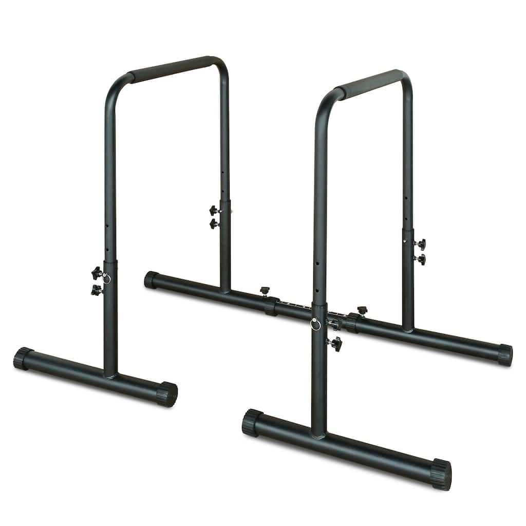 Roomfitters Power Tower Dip Station Pull Up Bar Stand, Adjustable Height Heavy Duty Multi-Function Fitness Equipment, Black