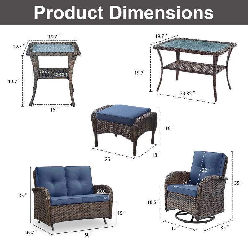 Gymojoy Outdoor Wicker Patio Furniture Loveseat Glider & Chair Set