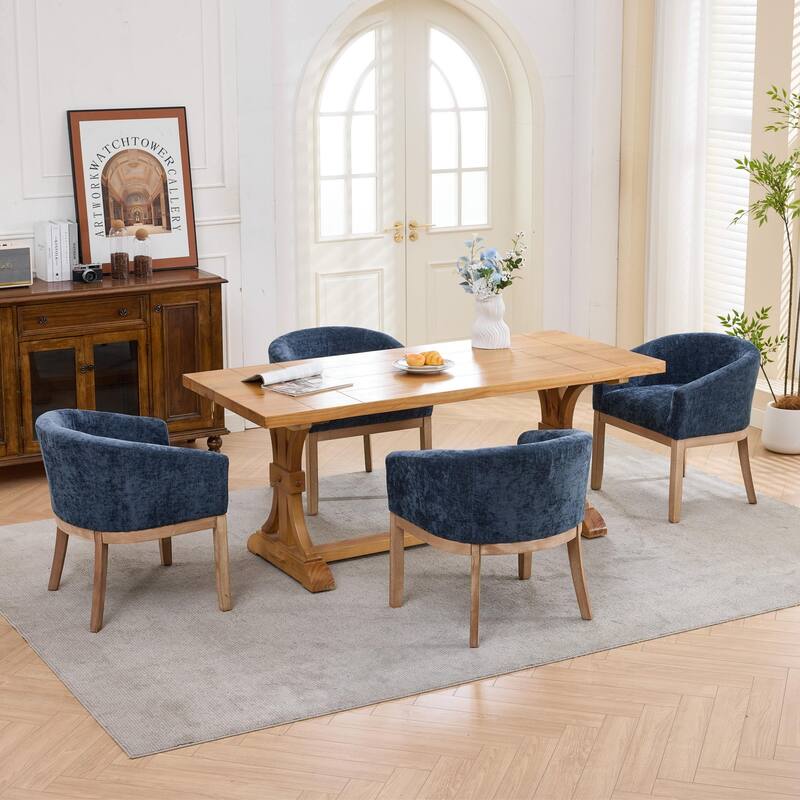 Roomfitters Upholstered Dining Chairs with Barrel Back & Wood Legs, Modern Accent Side Chairs for Kitchen and Living Room