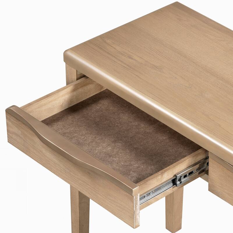 Elegant Console Table with Oak Veneer,Light Luxury Entryway Table with 3 Drawers