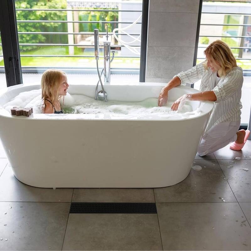 12-Inch Linear Shower Floor Drain, Square Hole Grate - 12 inch