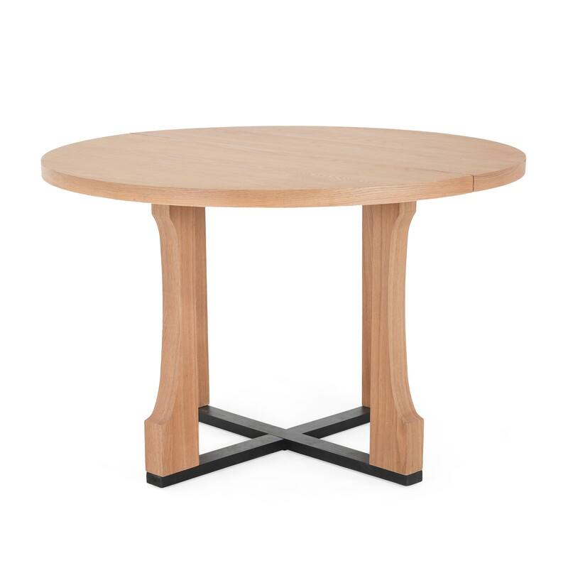 48-inch Round Dining Table for 4 - Farmhouse Pedestal Base Kitchen Table