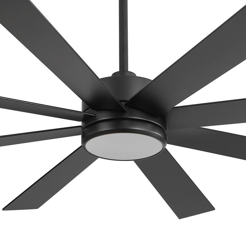 65-inch Black Ceiling Fan with LED Light Remote and Downrod(8-Blade)