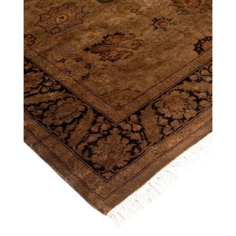 Overton Hand Knotted Wool Vintage Inspired Modern Contemporary Overdyed Brown Area Rug - 4' 1" x 6' 8"