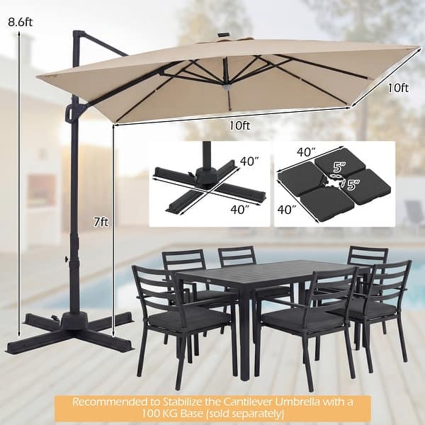 casainc patio umbrella CASAINC 11 ft. Solar Tube Light-Emitting Diode Outdoor Hanging Aluminum Cantilever Patio Umbrella in Beige