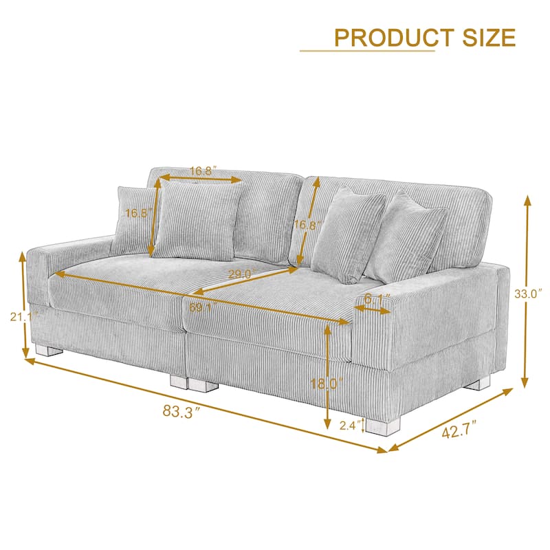 Oversized Modular Sectional Sofa Set with Pillows for Living Room