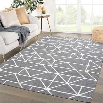George Towne Living Mirage Luxury Handmade Modern Modular Wool Area Rug